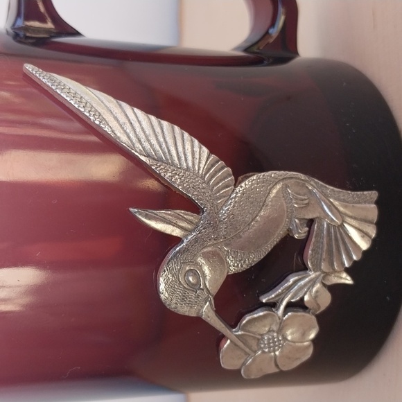 Amethyst Color Heritage Pewter Hummingbird Glass Mug Made in U.S.A. - Picture 7 of 8